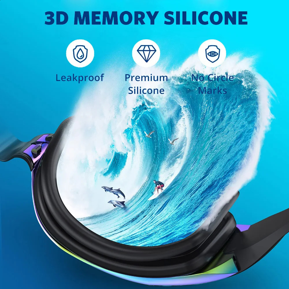 Swimming Goggles and Silicone Swim Cap sets with Nose Clip EarplugsWaterproof No Leaking Anti Fog UV Protection Safety Glasses 250411