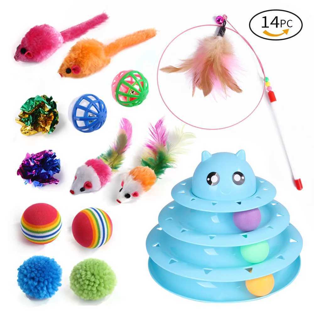 Double Pet Kitten Toys Various Cat Toy Combination Set Cat Toys Fun Cat Stick Sisal Mouse Bell Ball Cat Supplies 20 Piece Set Y250412