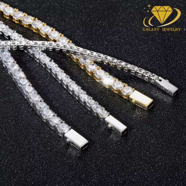 High Quality GRA Certified 3mm Tennis Chain Jewelry Hiphop 925 Sterling Silver Iced Out Moissanite Tennis Chain Necklace