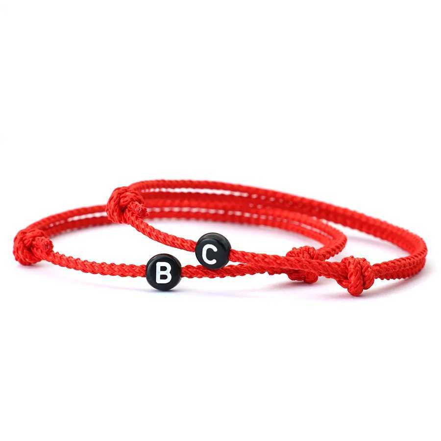 New 26 Letters First Name Bracelet Unisex Handmade Sliding Adjustable Lucky Red String Braslet Couple Gifts Friendship JewelryC250411
