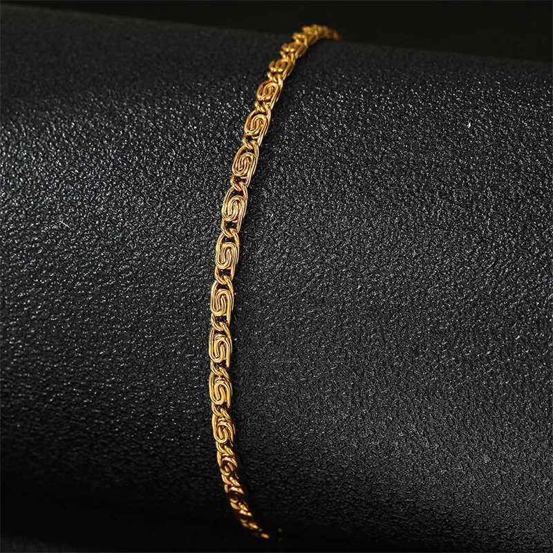 Men Stainless Steel Chain Bracelet for Women Hand Bangle Gold/Silver Color Foot Ankle Anklet Jewelry Accessories DIY GiftC250411