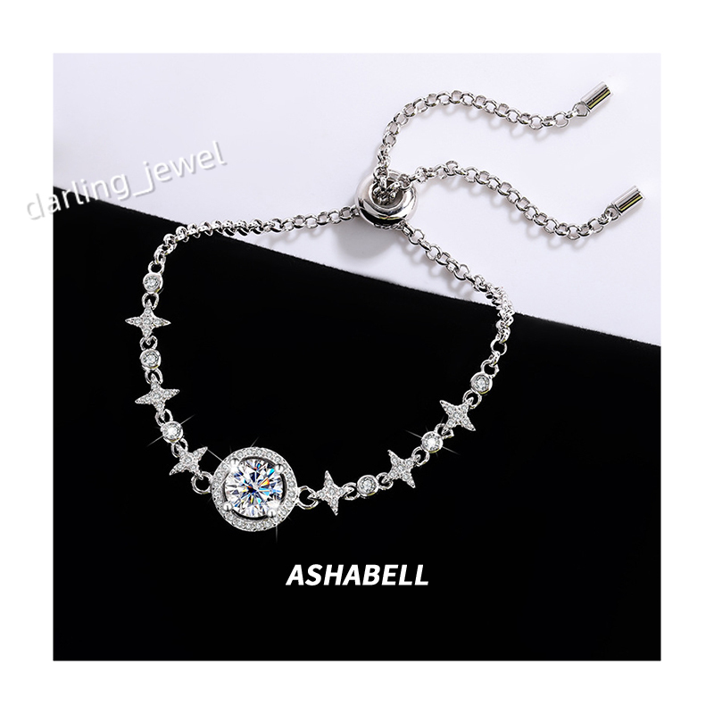 Advanced Exquisite S925 Sterling Silver Star Fashion 1 Moissanite Bracelet Birthday Gift to Girlfriend