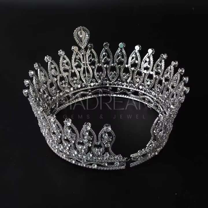 Luxury Full round Moissanite Crowns Platinum Gold Plated Wedding Hair Accessories Diamond Bridal Tiara for Weddings