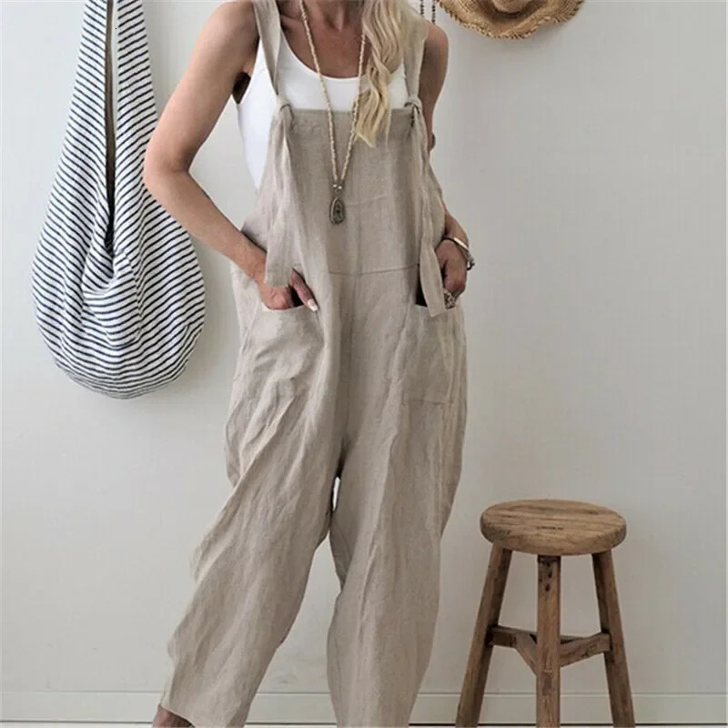 Women Dungarees Harem Strap Pants Loose Jumpsuit Baggy Trousers Overalls Bib Pants Bodysuit Ladies Casual Cotton Linen Jumpsuit251112