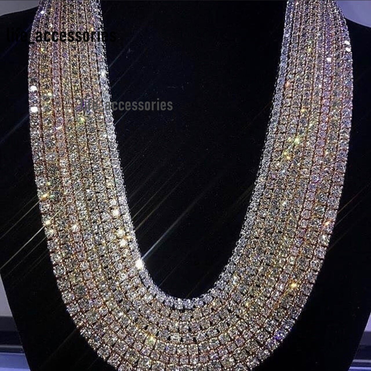 Starsgem S925 Gold Plated D Color White Moissanite Brilliant Cut Diamond Full Setting Tennis Necklace with Wholesale Price
