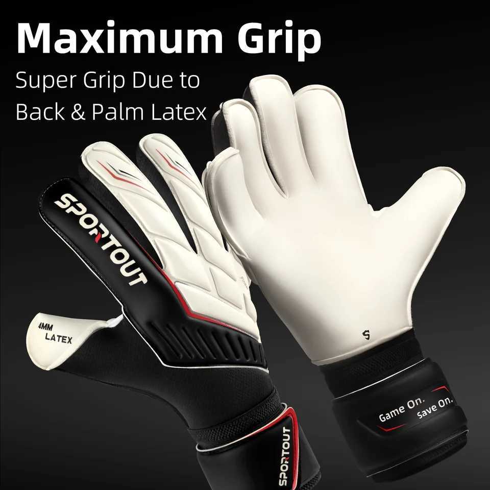 Upgrade professional football goalkeeper gloves with full latex on both palms and backs breathable and snug designW251112