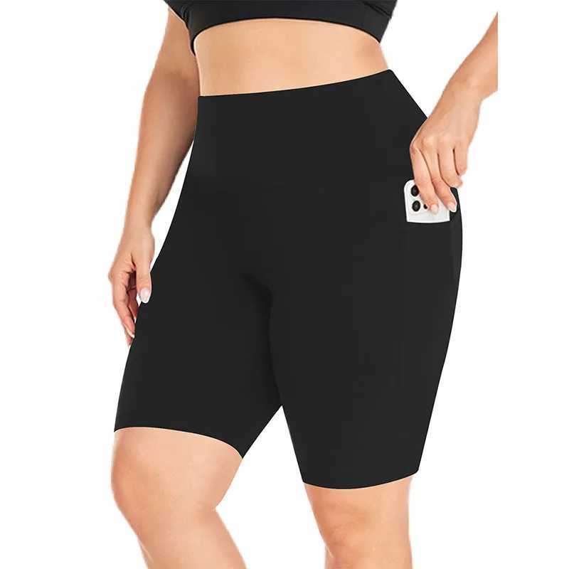 Large Bottom Summer Womens Stretch Fat Mm Summer Yoga Sports Bottom Pocket Five Shorts Y250412