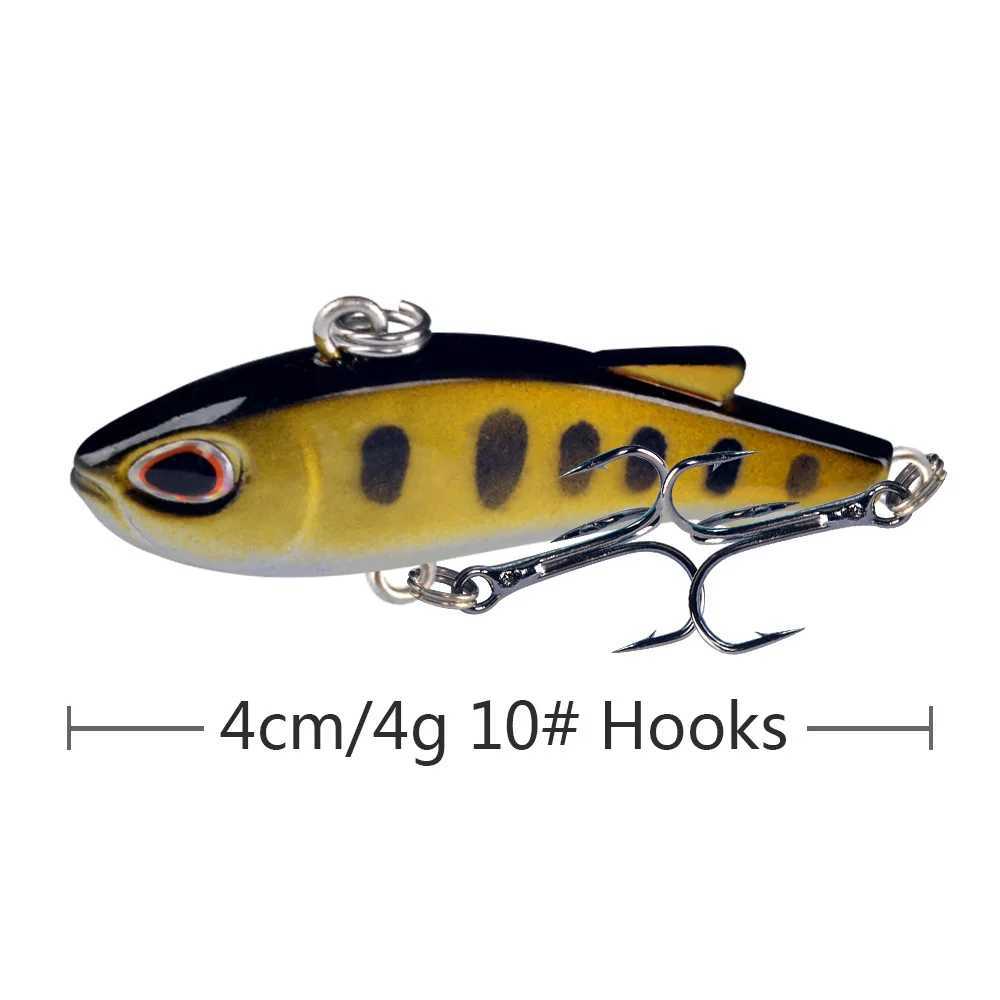 1Pcs 4cm 4g Mini Winter VIB Fishing Lures Sinking Vibration Artificial Wobbler Ice Hard Bait Bass Pesca Crankbait Fishing Tackle Z250411