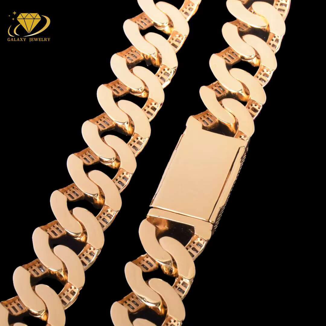 Hot Sale Pass Diamond Tester 2rows Prong Cuban Choker VVS Moissanite Diamond Miami Cuban Necklace Link Chain Hip Hop Jewelry