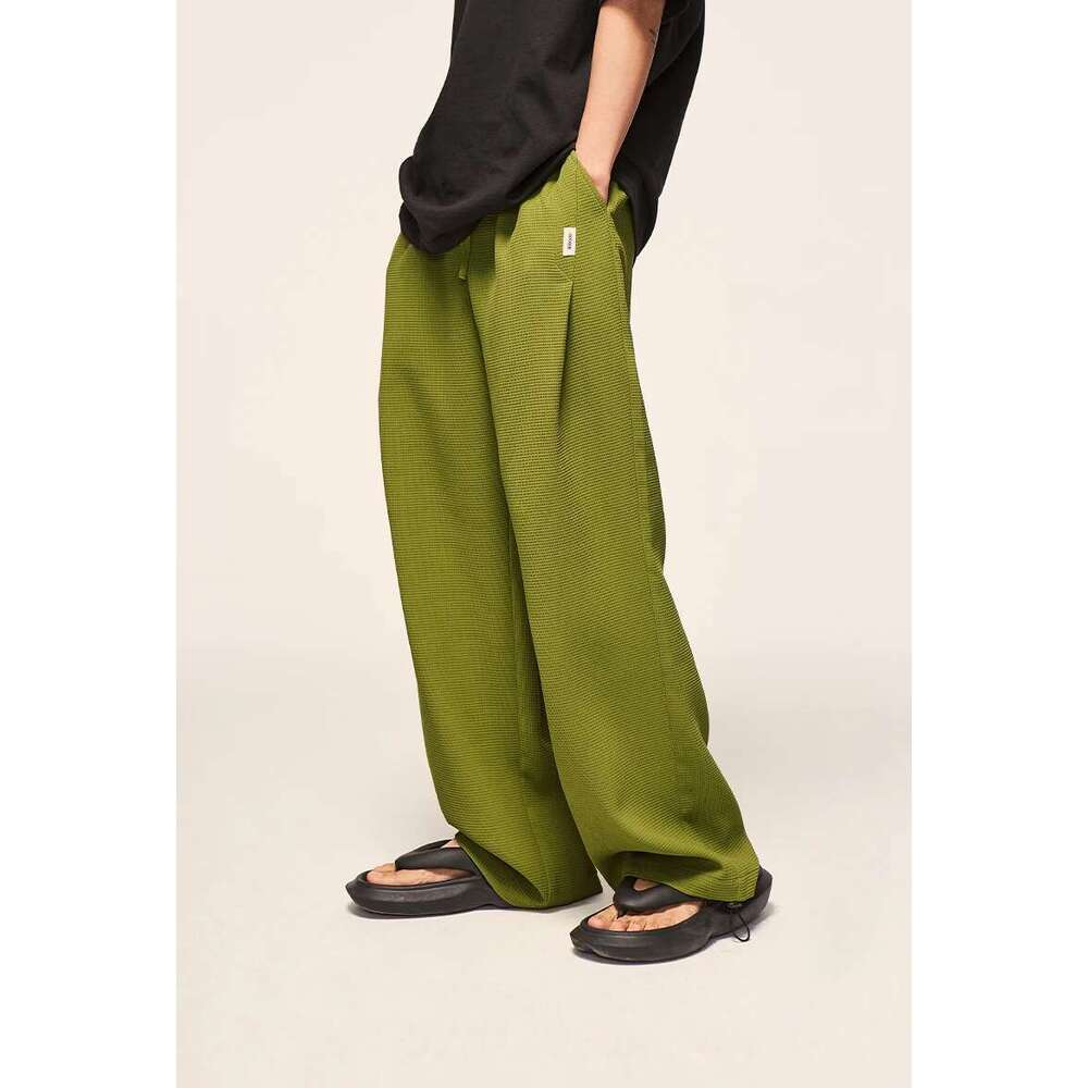 Vintage Waffle Wide Leg Pants Men Casual Sweatpant Sportswear Unisex Plus Size Track Pant