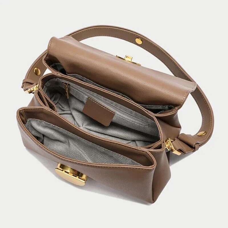 Leather Shoulder Bag For Women, Crossbody Bags, Multi Pockets, Adjustable Strap Purse, Handbag, Brand Design, Fashion