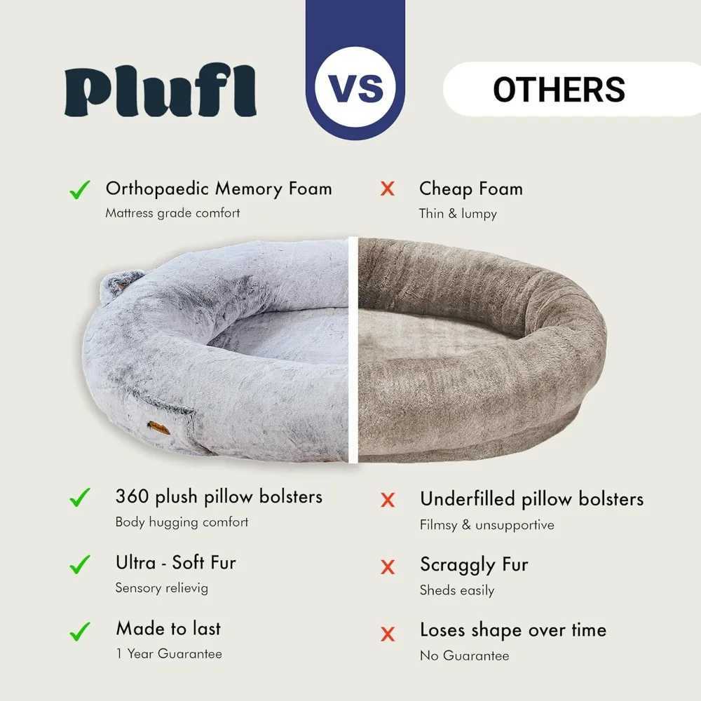 Primitive human dog beds for adults children and pets. As seen by Shark Tank. Plush soy bag with memory foam Mac X250412