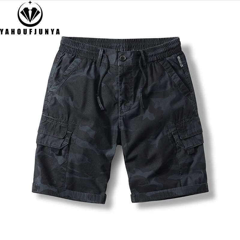 2024 Summer Outdoors Casual Camouflage Cargo Shorts Men Design Baggy Elastic Waist Breathable Straight Fashion Short Male