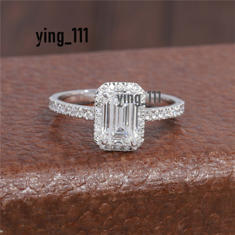 Jewelry IGI Certified 1.0 Carat Emerald Cut Lab Diamond Solid Gold Engagement Ring 18K Real Gold Halo Wedding Ring For Women