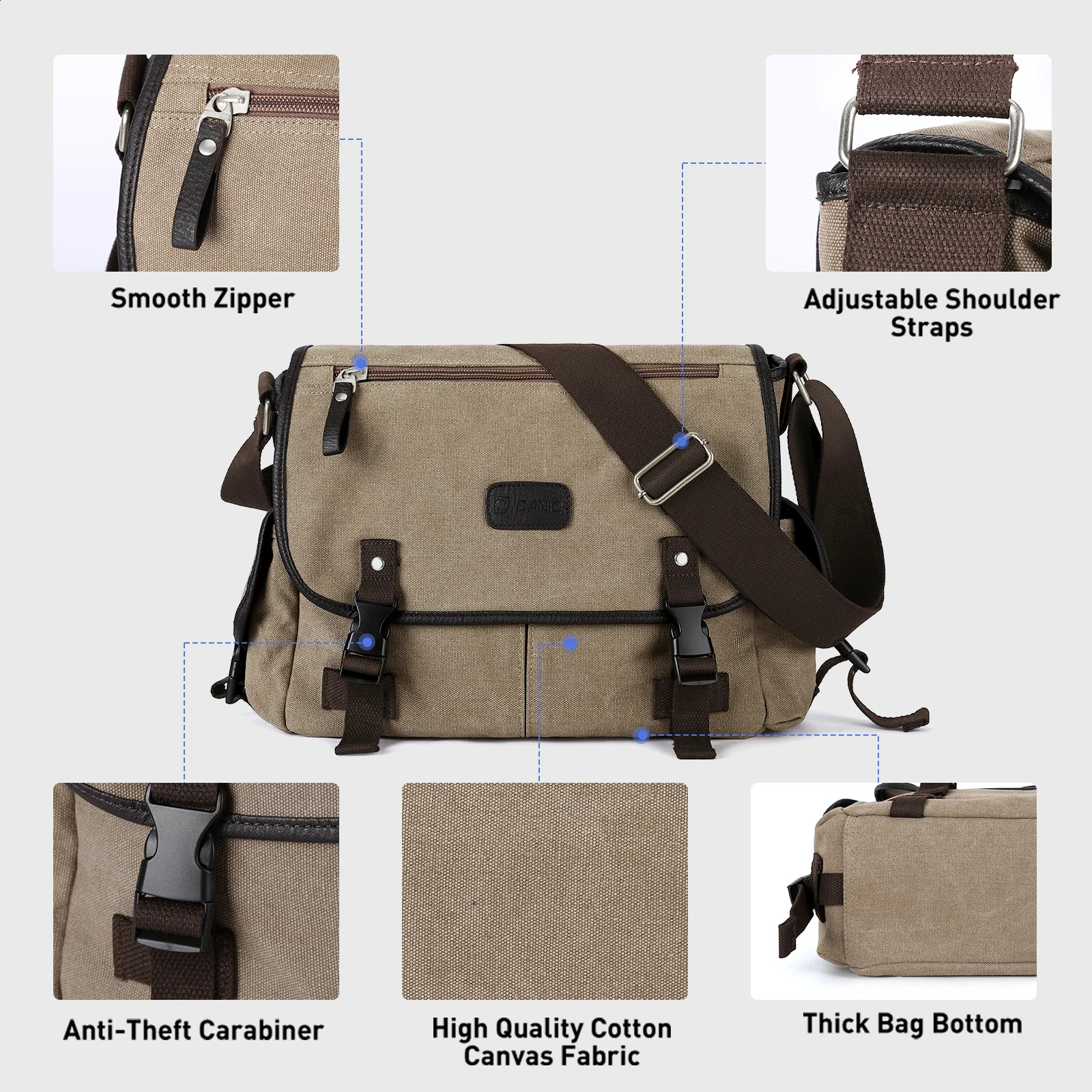 Mens messenger bag fashionable school bag daily large notebook bag multifunctional shoulder bag 250411