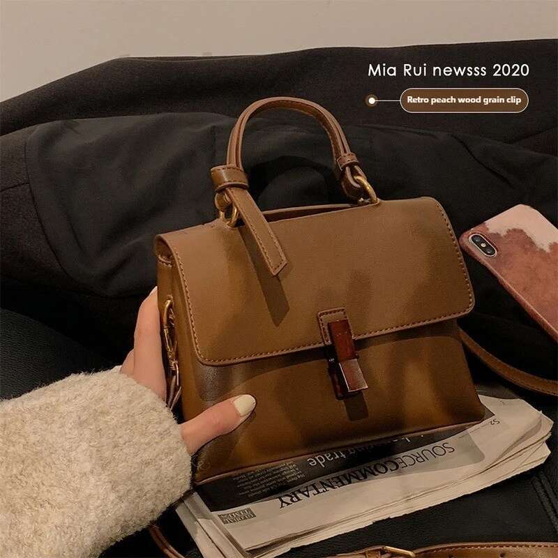 Designer Bag 2025 Spring And Summer New Texture Mahogany Retro Single Shoulder Messenger Handbag Trendy Large Capacity Bag