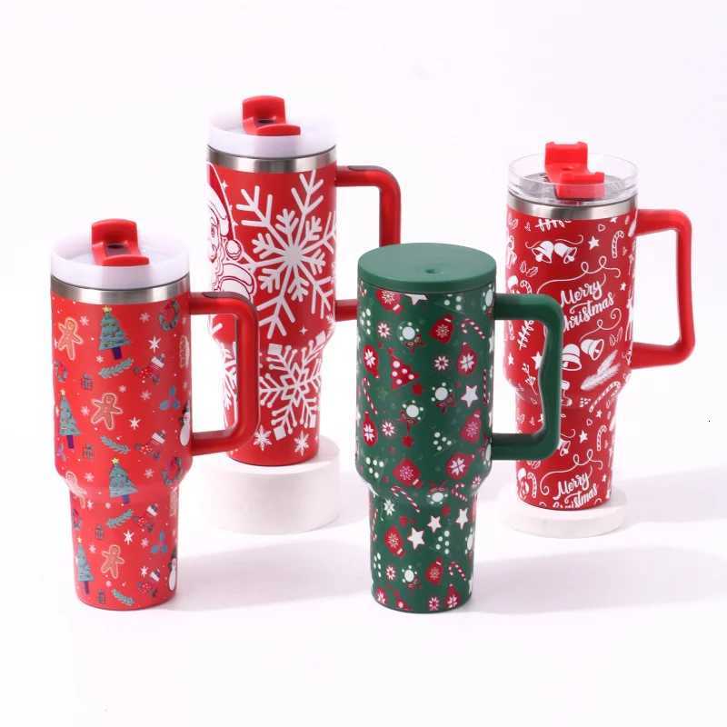 Christmas 5D Creative 40oz Christmas Car Cup 304 Stainless Steel Straw Insulated Ice Cup Wholesale Y251112