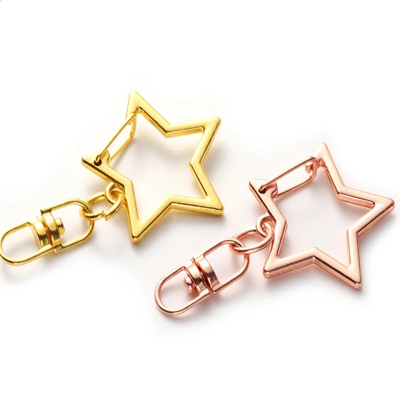 50 pieces of star heart moon pentagonal hollow keychain DIY accessories hook lobster buckle jewelry making discovery 250409