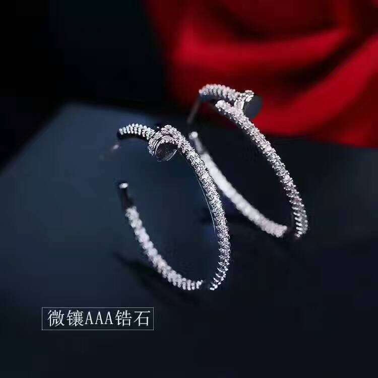 Earrings Designer Luxury nail Earring Fashion Luxury Earrings Copper Inlaid Zircon Studs Hoops Elegant Versatile High-End Factory Direct Sale