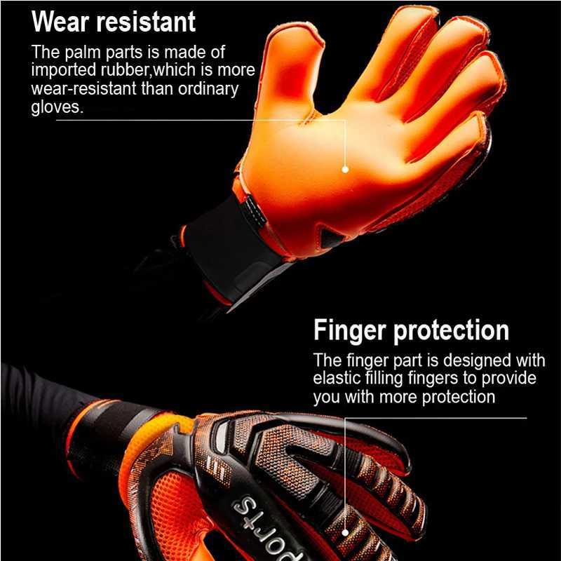 Childrens and adult soccer goalkeeper gloves thick soccer goalkeeper gloves for For4 finger protection non removable size 5-10XJ250412