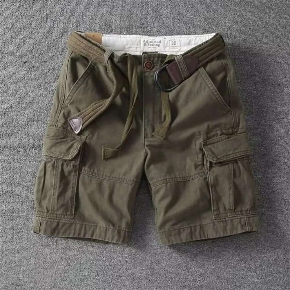 White Men Shorts Loose Large Size Multi-Pocket Overalls Summer Cotton Comfortable Nickel Outdoor Casual Sports Beach Pants