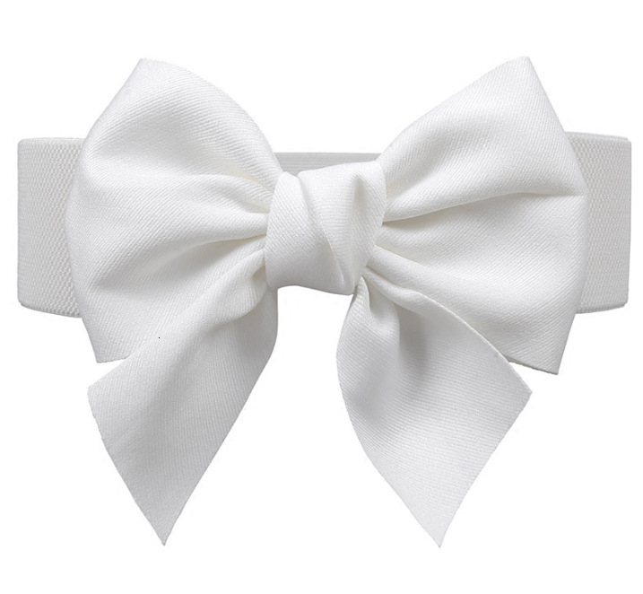 Versatile sweet pure cotton fabric bow elastic waistband wide belt women's dress decoration
