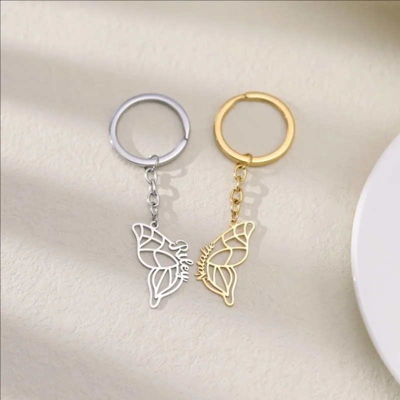Customized Double Butterfly Keychain Friend Keychain Set Personalized Butterfly Wing Car Keychain 250409