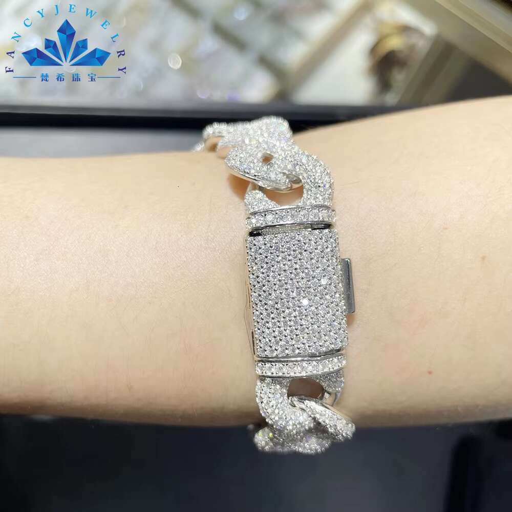 Hip Hop Trendy Design Couples Collarbone Chain Full Diamond Infinite 15mm 8-shaped Cuban Chain Necklace Bracelet Jewelry
