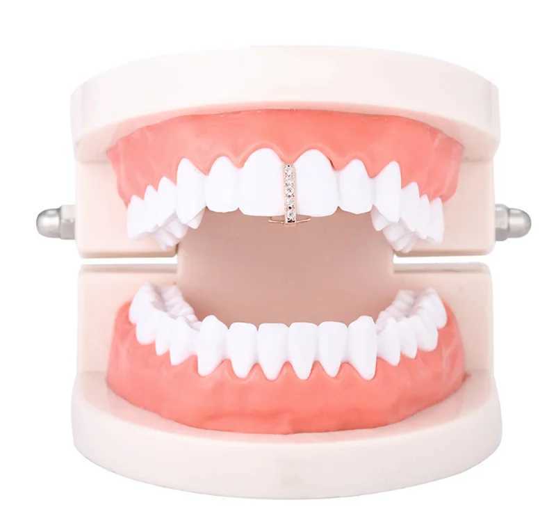 Hip Hop cubic zirconia single standing teeth Grilz bottom teeth cap oral teeth role-playing jewelry W250412