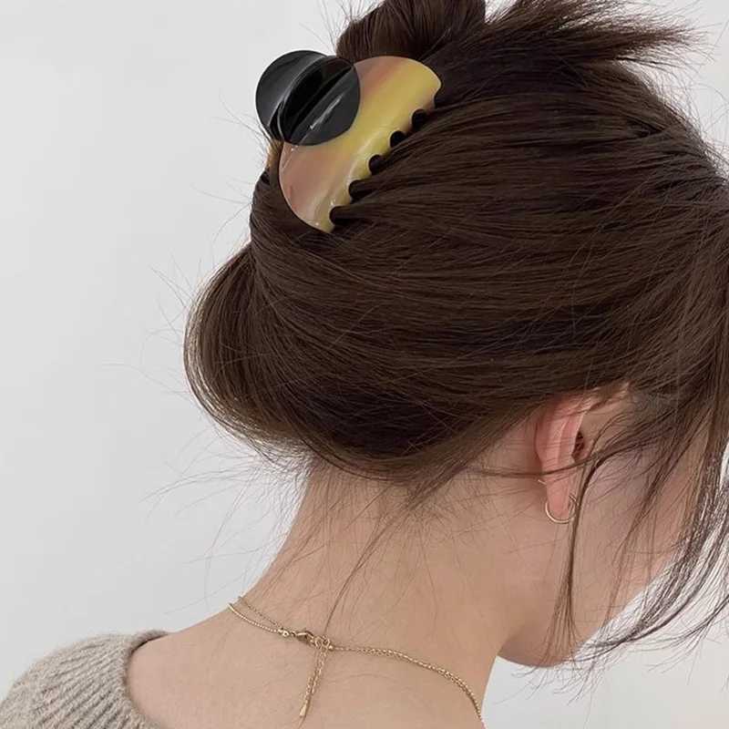 Retro patchwork acetic acid hair clip womens headscarf 2024 high-quality Korean elegant geometric hair clip Y2504012