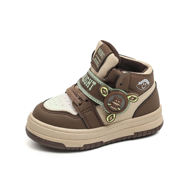 Kids High Top Sport Shoes For Boys And Girls Soft Soles Non-slip And Wear-resistant Kidszworld Running Sneakers Fashionable Color Toddler Shoes Sizes 