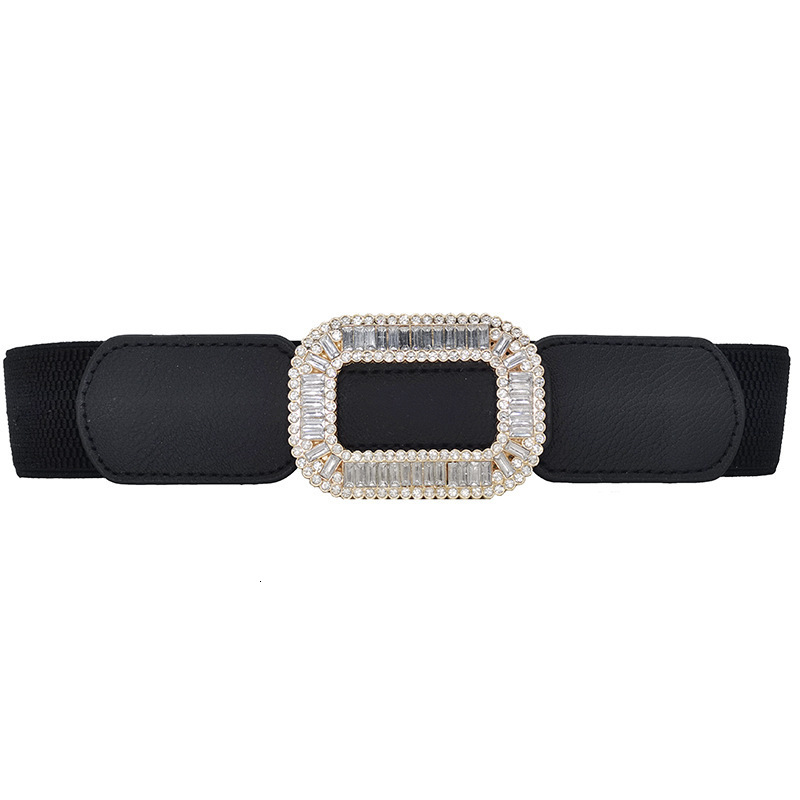 Dia block buckle with skirt waist belt, simple and versatile elastic waistband