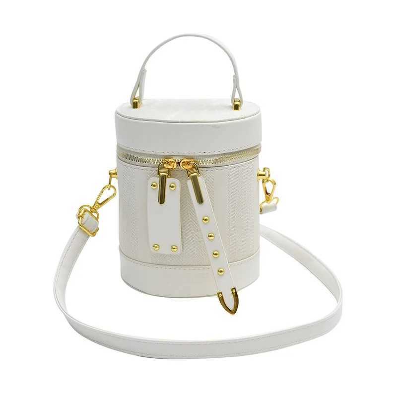 1 fashionable cylindrical design handbag and cross body bucket bag PU leather casual shoulder bag Versatile lightweight and durableXJ250412
