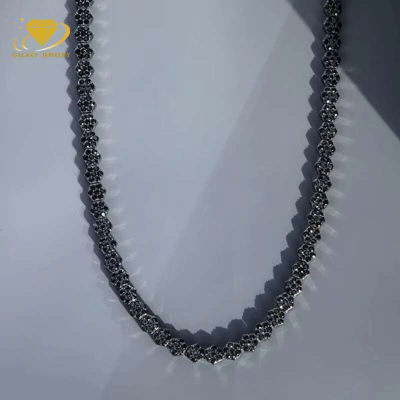 925 Silver 8mm Moissanite Tennis Chain Jewelry Diamond Necklace Bracelet Iced Out Chain Hexagon Flower Tennis Chain Necklace