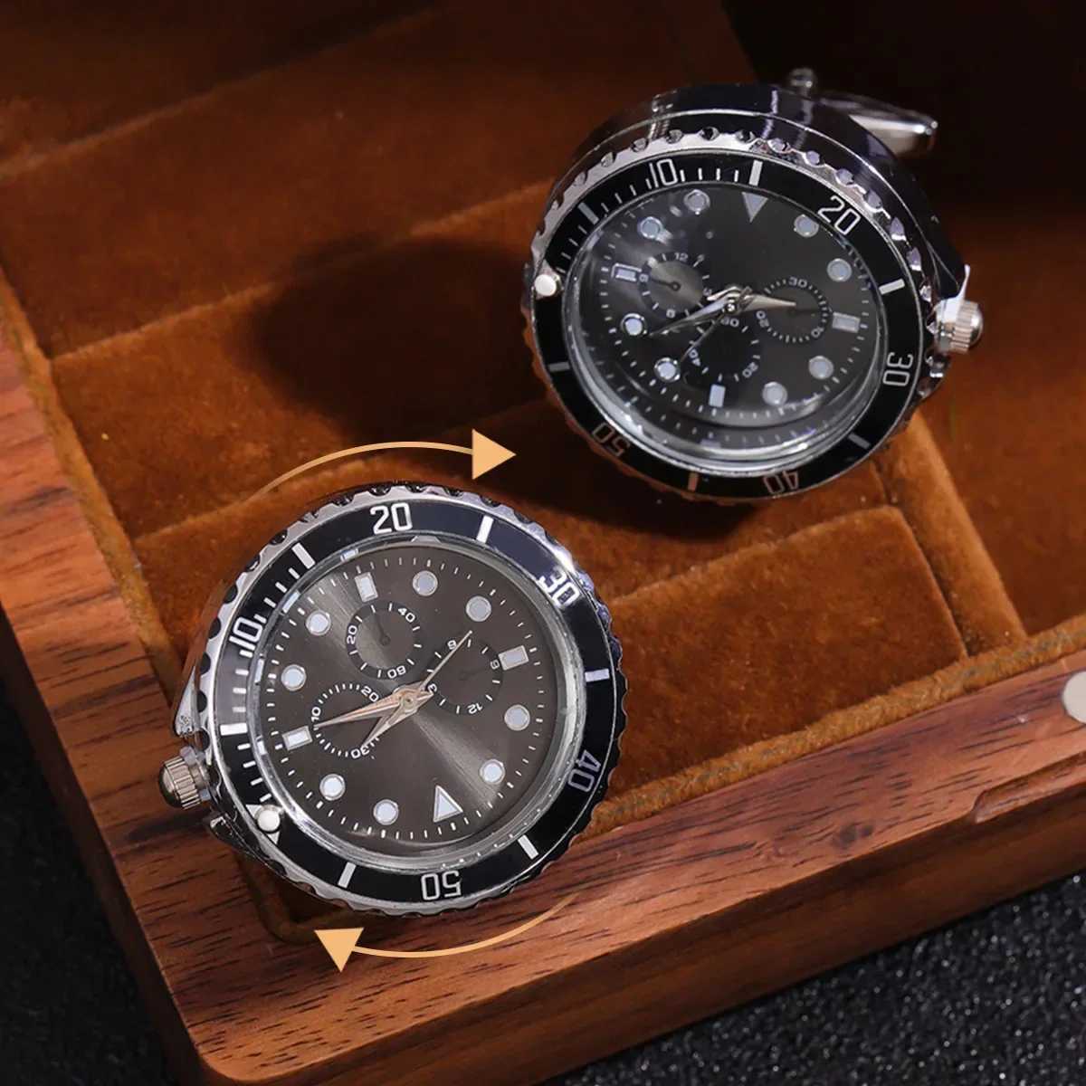 Clock Cufflinks Light Luxury Personalized Art Mens French Set Shirt Spinning Wedding Anniversary Holiday GiftT250412