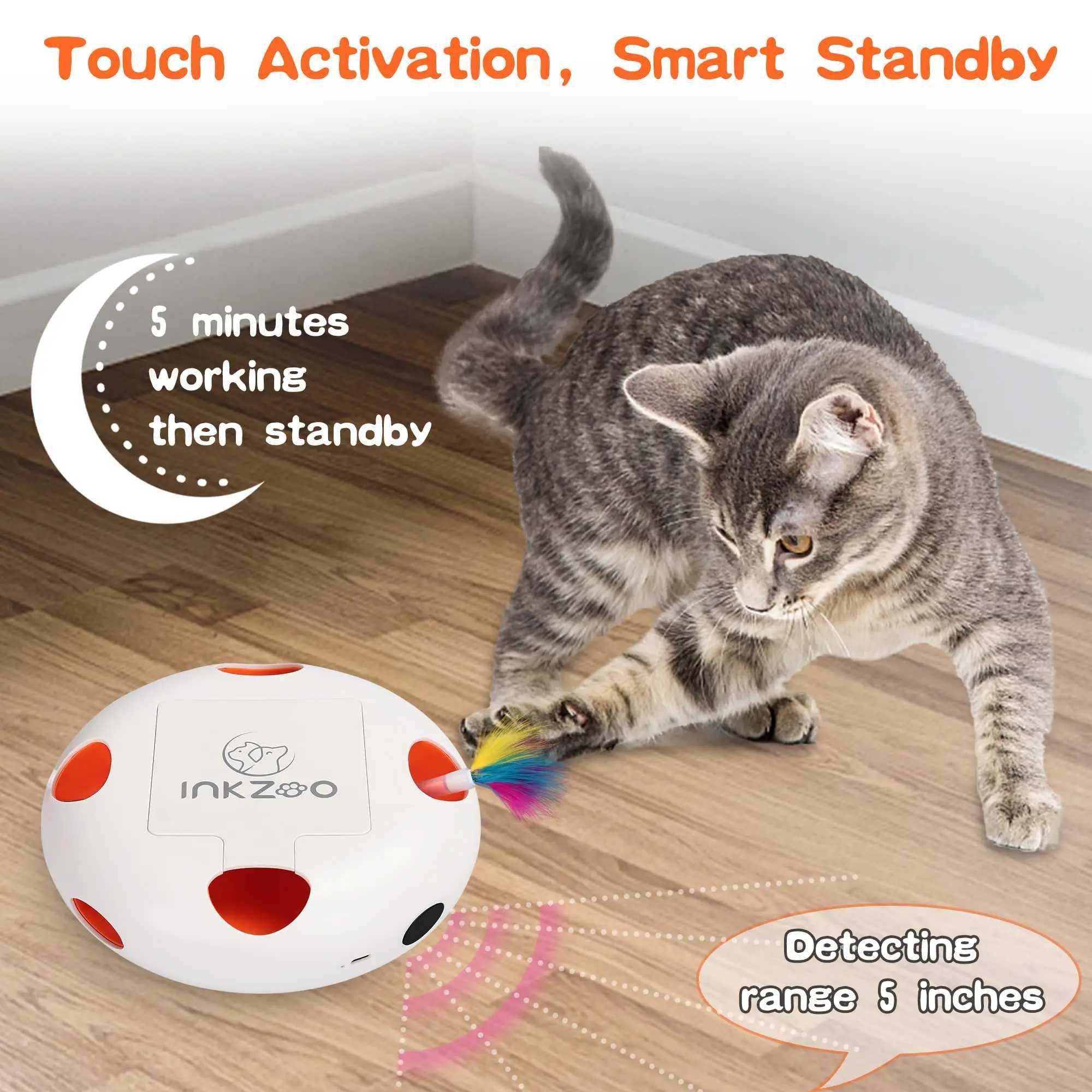 INKZOO Cat Toys Interactive Cat Toys for Indoor Cats Smart Interactive Kitten Toy Automatic 7 Holes Mice Whack-A-Mole Y2504125