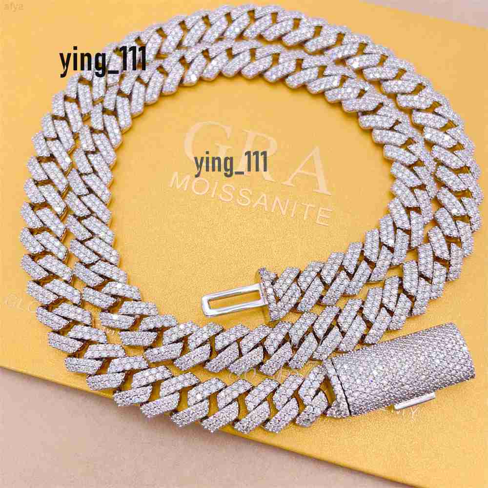 New Arrival Pass Diamond Tester 10mm Width S925 Hip Hop Necklace Vvs Moissanite Cuban Link Iced Out