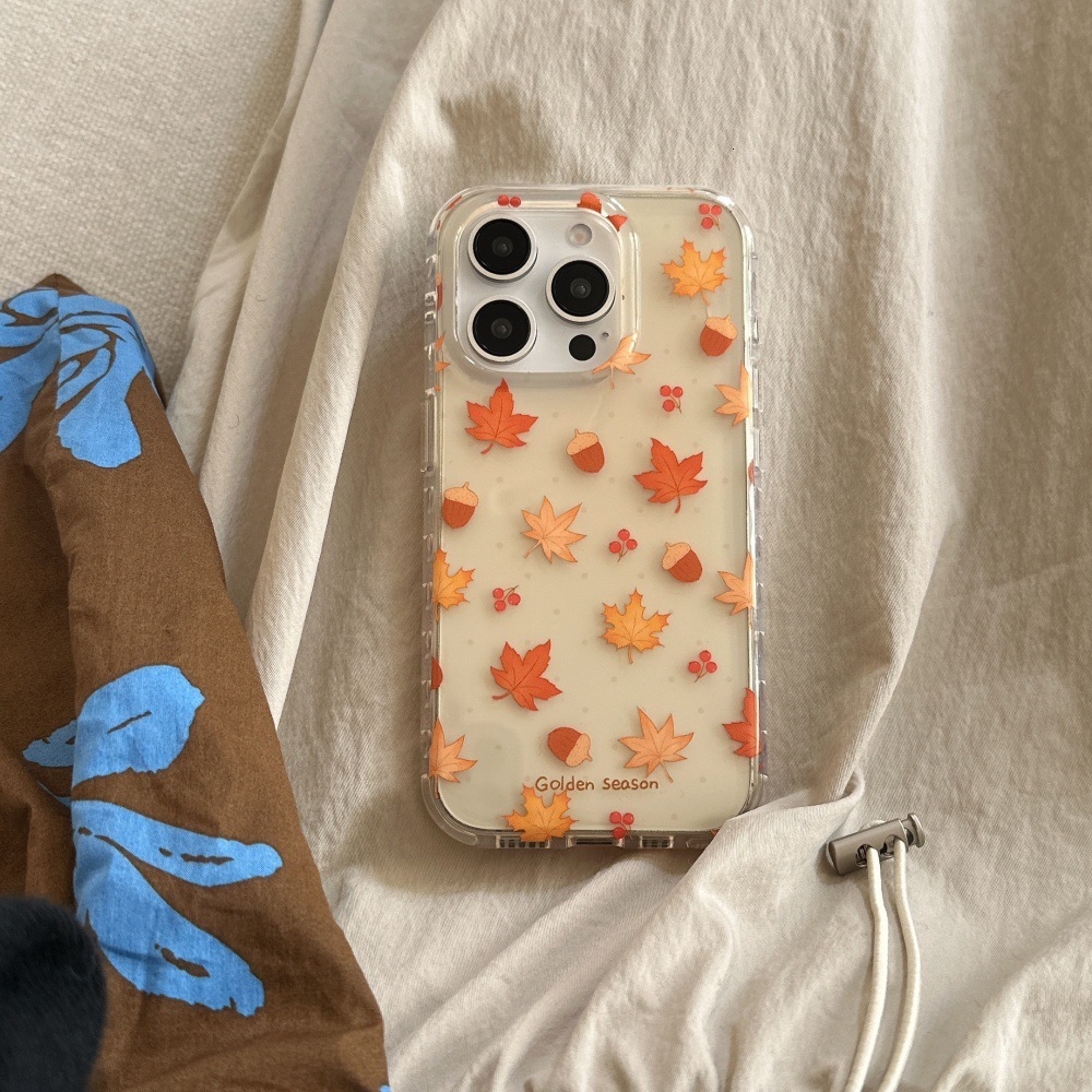 Maple Leaf Rabbit Phone Case Compatible with iPhone 17/16 Pro Personalized Transparent Protective Cover 15/14 Simple Anti-drop