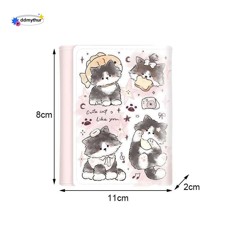 PU Leather Women Wallet Coin Purse Simple 3 Folds Multi-card Slots Card Holder Cute Cat Dog Short Wallets for Girls ddmythur