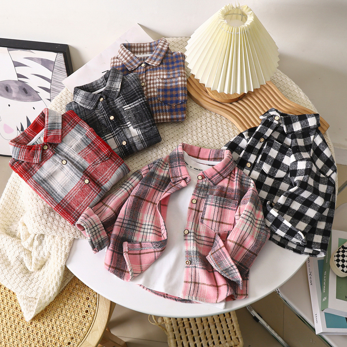 Ddmyshoesvip Boys Long Sleeved Autumn Checkered Shirt Children S Color Blocking Cardigan New Lapel Top Coat Girls