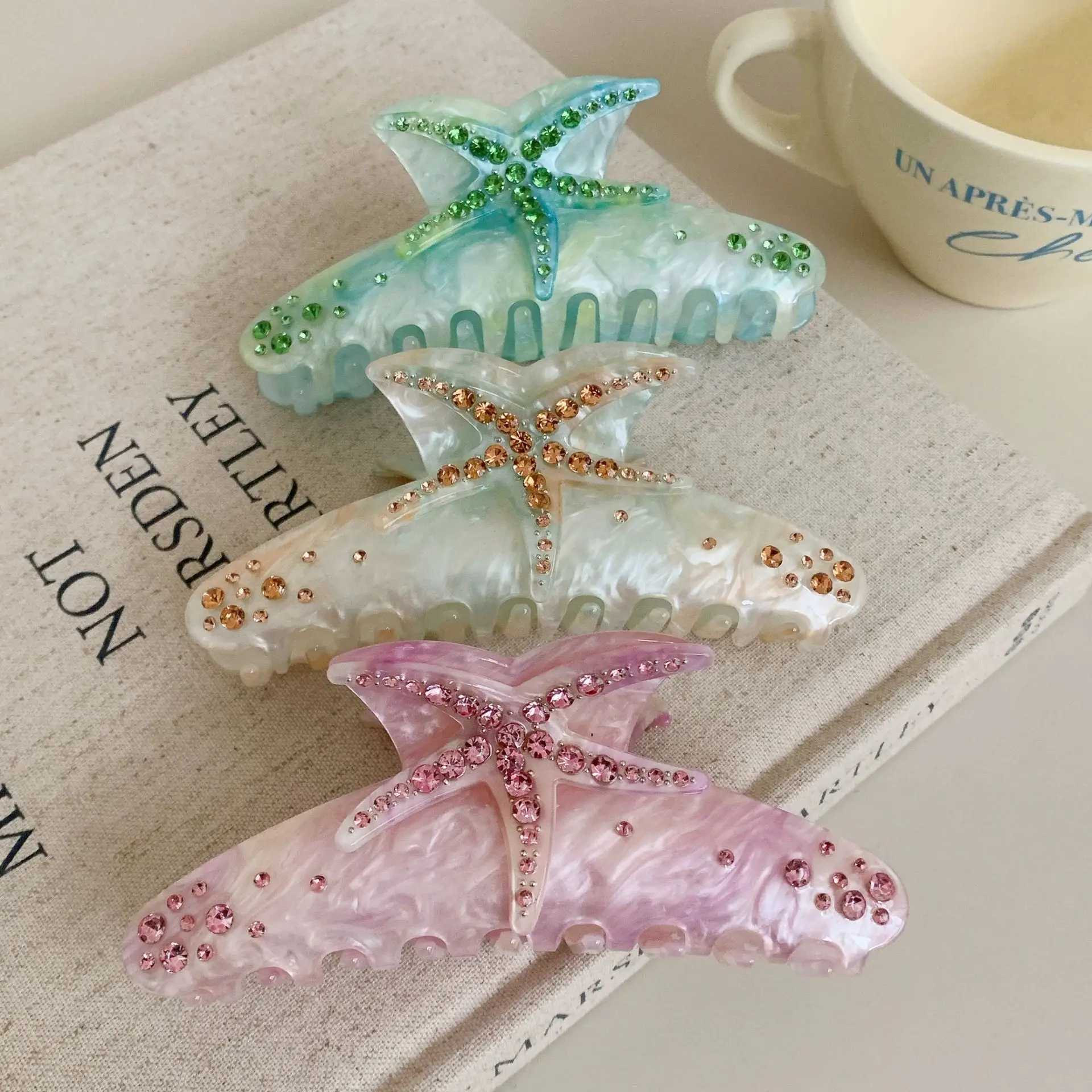 1 piece of multi-color starfish hair clip acrylic hair clip summer beach hair clip with claws used for strong fixation Y2504012