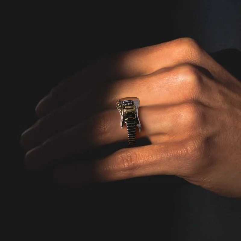 Electric Guitar Punk Style INS Niche Design Hip Hop Adjustable Index RingXJ250412