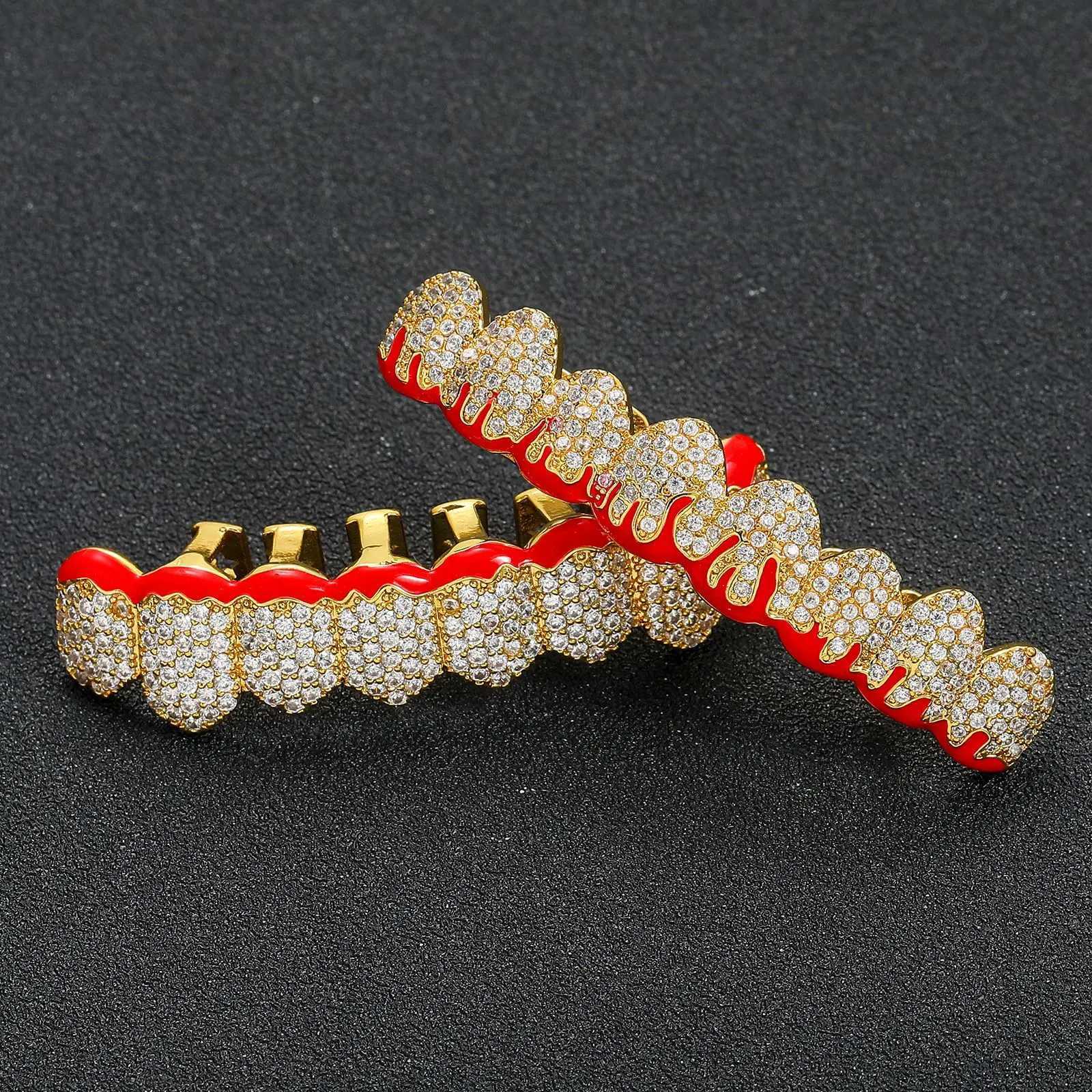 Ailodo hip-hop enamel fire tooth grill suitable for men and women cubic zirconia ice out grill suitable for your teeth rapper clothing oral grill W250