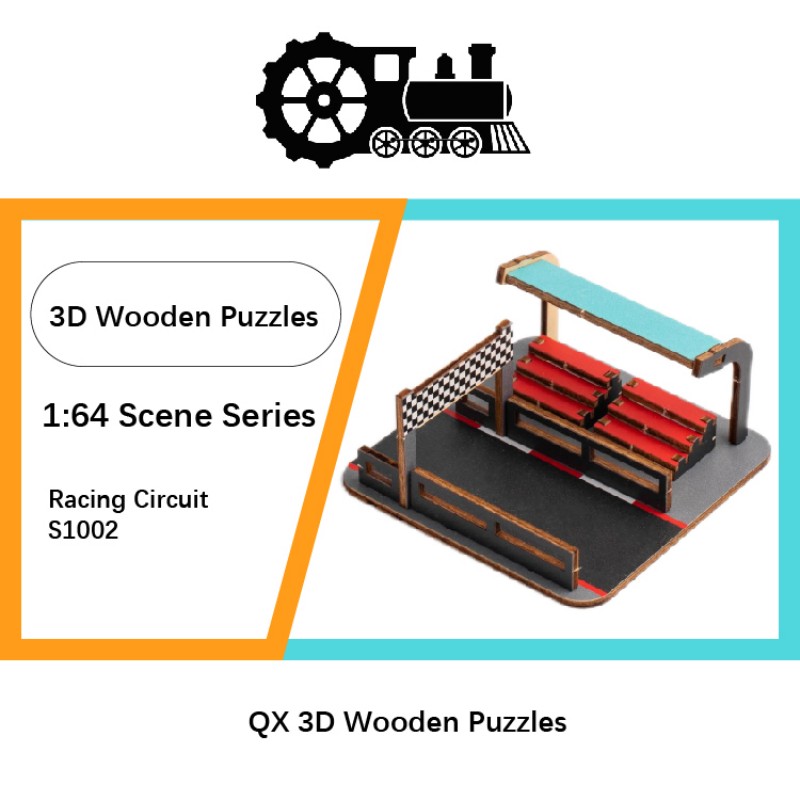 1:64 Racing Circuit DIY Assembled Scene, Exquisite Wooden Model for Car Enthusiasts, Customizable Display-S1002