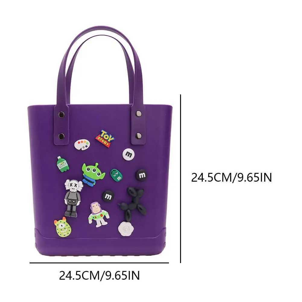 Womens PVC summer waterproof shopping bag large capacity cardboard box top handbag womens DIY perforated handbag durable beach bagXJ250412