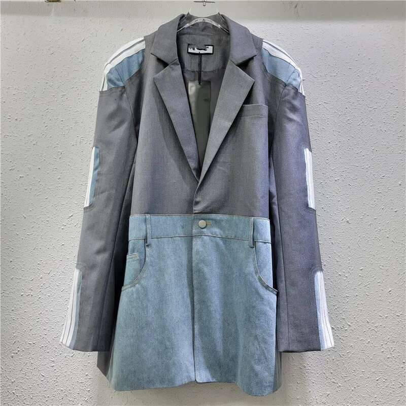 YEAE Denim Foreign Style Jacket Women's Spring 2025 New Personalized Trendy Brand Splicing Bar Suit