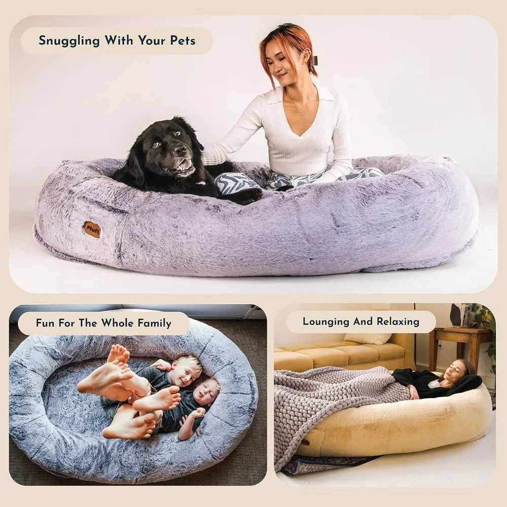 Primitive human dog beds for adults children and pets. As seen by Shark Tank. Plush soy bag with memory foam Mac X250412