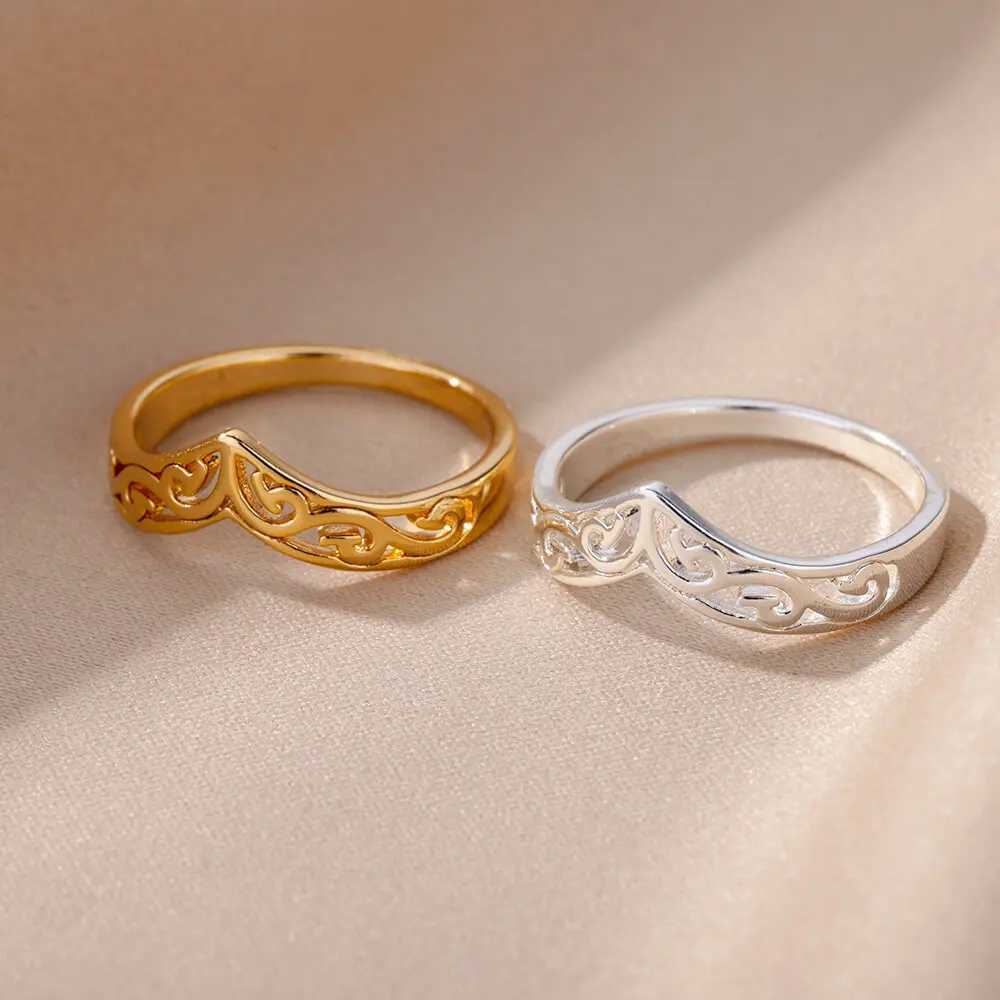 Stainless steel ring mens gold plant totem ring mens wedding party finger jewelry gift 2024 trendXJ250412