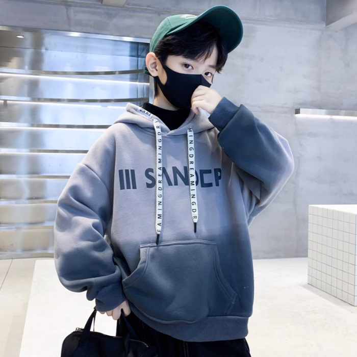 Ddmyshoesvip Boys Stylish Hooded Casual Hoodie Spring Autumn New Fashion Gradient Letter Loose And Versatile Top Long Sleeved