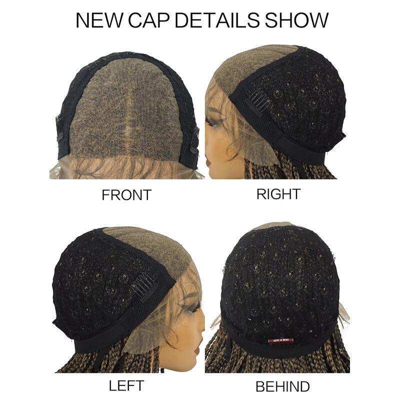 28 inch for Women Full Lace Front Box Black plus light brown Hand Braided Wigs With Baby Hair synthetic wig